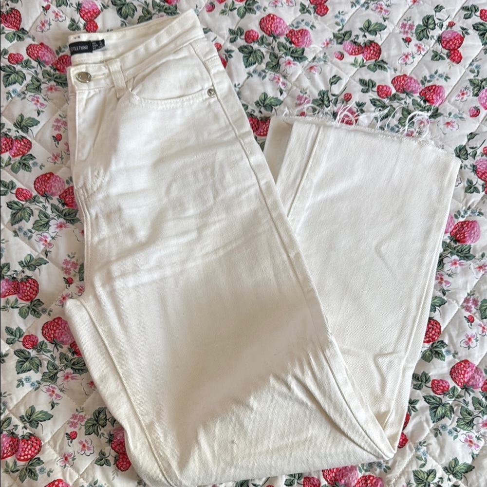 Boohoo White Straight Leg Jeans Classic Denim